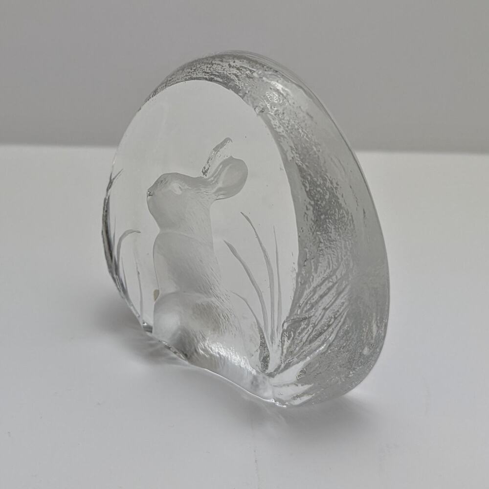 Mats Jonasson Sweden Signed Crystal Rabbit Paperweight Figurine Easter Bunny - Picture 6 of 12